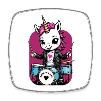 Unicorn Drummer - Square fridge magnet - white - Front