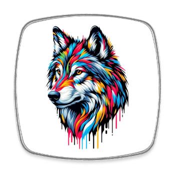 Wolf - Viereckiger Kühlschrankmagnet - Weiß - Vorne