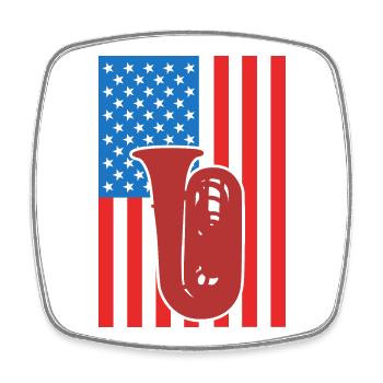 Tuba USA Flag - Square fridge magnet - white - Front