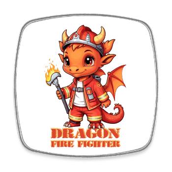 Dragon Fire Brigade - Square fridge magnet - white - Front