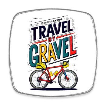 Voyage en gravier cyclisme illustration - Magnet carré - blanc - Devant