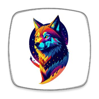 Wolf in the Night - Multicolored Decor - Square fridge magnet - white - Front