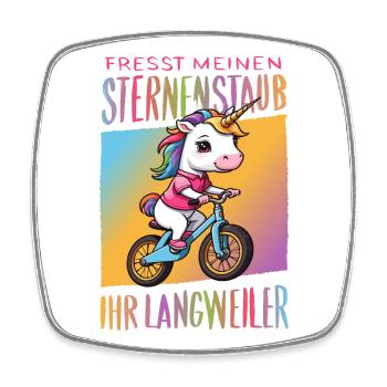 Cute unicorn on bicycle - Square fridge magnet - white - Front