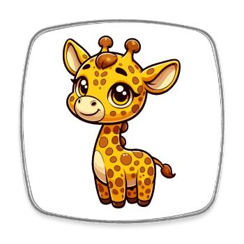 Eine skurrile Giraffe im Cartoon-Stil - Viereckiger Kühlschrankmagnet - Weiß - Vorne