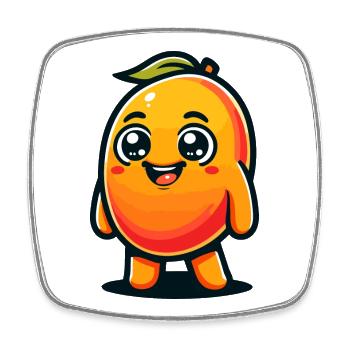 Eine verspielte Mango im Cartoon-Stil - Viereckiger Kühlschrankmagnet - Weiß - Vorne