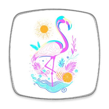 Flamingo Pineapple Fruits - Square fridge magnet - white - Front