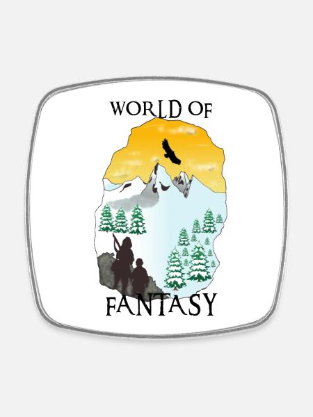 World of fantasy - Grotte - Magnet carré - blanc