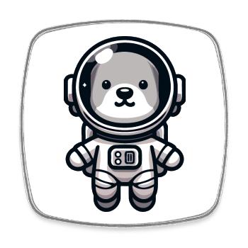 Space Paws: The Astro-Pup - Square fridge magnet - white - Front