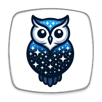 Hibou céleste : le gardien du ciel nocturne - Magnet carré - blanc - Devant