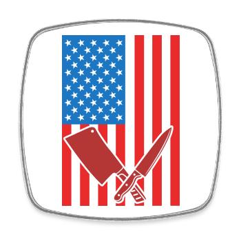 Metzger USA Flagge - Viereckiger Kühlschrankmagnet - Weiß - Vorne