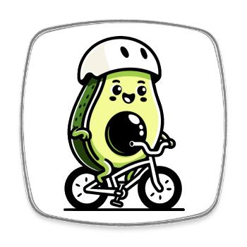 Pedaling Pit: The Cycling Avocado - Square fridge magnet - white - Front