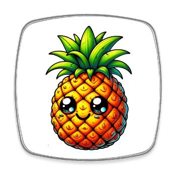 Ananas - Magnet carré - blanc - Devant