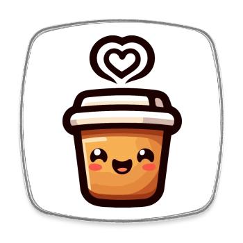 Caffeine Cutie : le joyeux Java - Magnet carré - blanc - Devant
