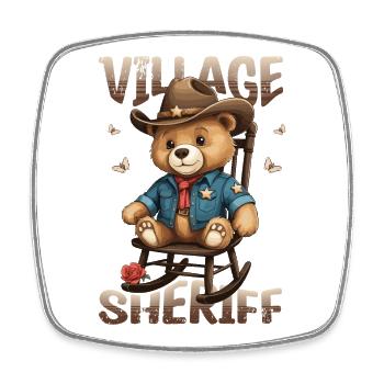 Bär der Dorf Sheriff - Viereckiger Kühlschrankmagnet - Weiß - Vorne