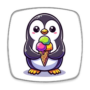 Adorable Penguin Colourful  - Square fridge magnet - white - Front