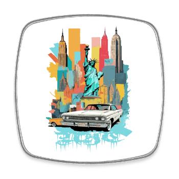 Ville de New York - Magnet carré - blanc - Devant