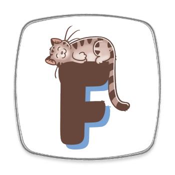 Katze Buchstabe F - Viereckiger Kühlschrankmagnet - Weiß - Vorne