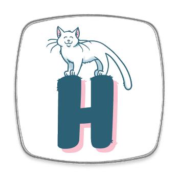 Cat Letter H - Square fridge magnet - white - Front