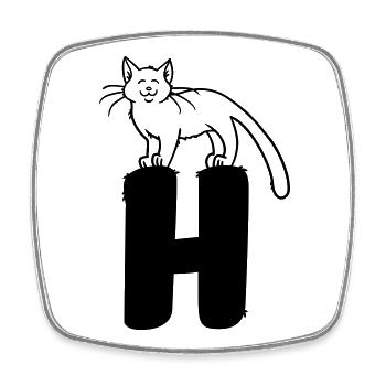 Cat Letter H - Square fridge magnet - white - Front