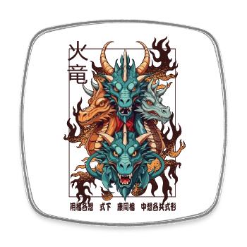 Chinesische Drachen - Viereckiger Kühlschrankmagnet - Weiß - Vorne