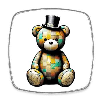 Teddy Bear Teddy Bear Top Hat - Square fridge magnet - white - Front