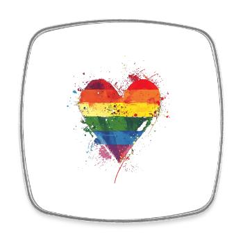 Abstraktes Regenbogenherz mit Tintenspritzern - Pride - Viereckiger Kühlschrankmagnet - Weiß - Vorne
