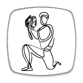 Baseball Fänger Skizze - Viereckiger Kühlschrankmagnet - Weiß - Vorne