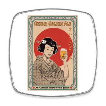 Retro Poster Geisha Golden Ale Best Beer - Viereckiger Kühlschrankmagnet - Weiß - Vorne