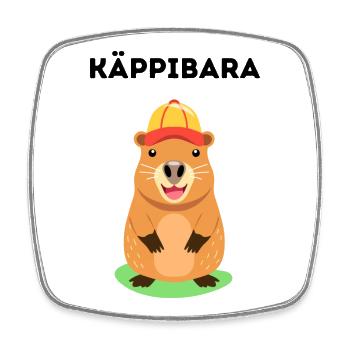Käppibara - Wasserschwein mit Mütze - Viereckiger Kühlschrankmagnet - Weiß - Vorne