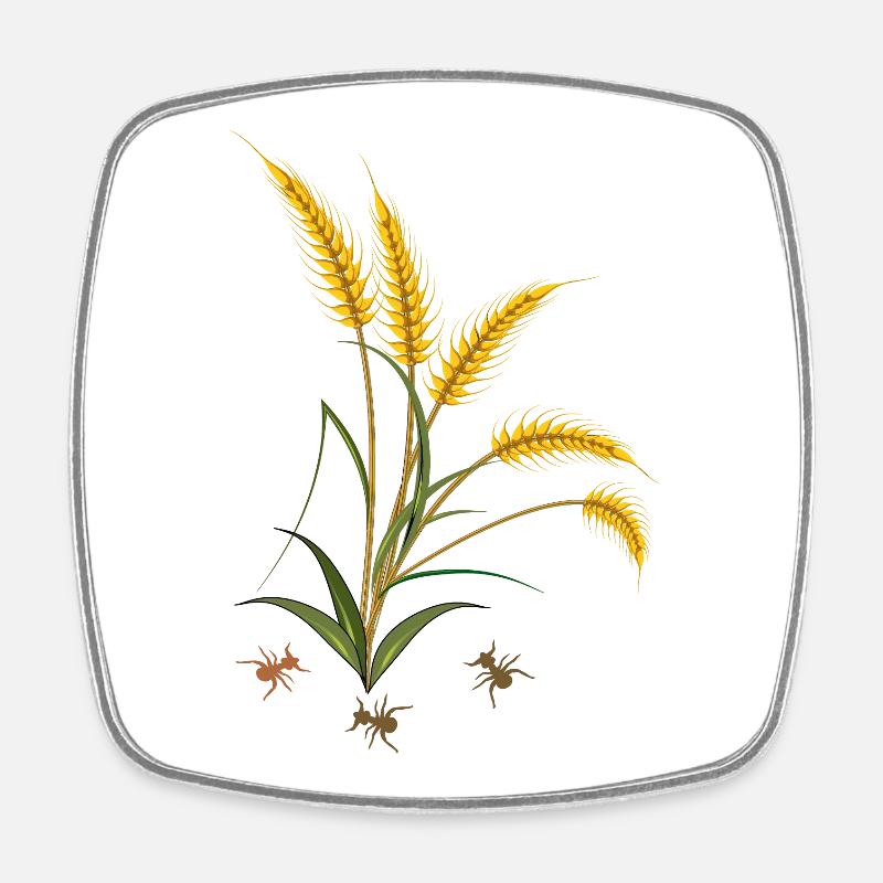 Spighe di grano con formiche - Calamita quadrata da frigo - bianco