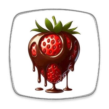 Strawberry with chocolate sweet treat dessert - Square fridge magnet - white - Front