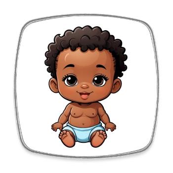Bébé de dessin animé mignon et heureux - Magnet carré - blanc - Devant