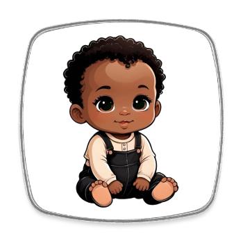 Bébé de dessin animé mignon et heureux - Magnet carré - blanc - Devant
