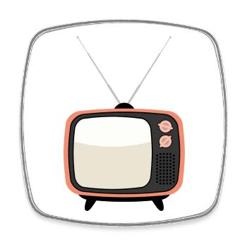 Retro TV Vintage Fernseher - Viereckiger Kühlschrankmagnet - Weiß - Vorne