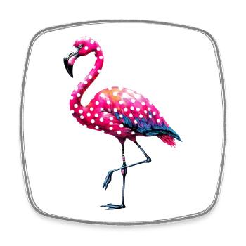 Polka dot flamingo - Square fridge magnet - white - Front