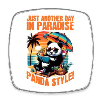 PANDA-ENTSPANNUNGSMOMENT BEI SONNENUNTERGANG IM PANDA-STIL - Viereckiger Kühlschrankmagnet - Weiß - Vorne