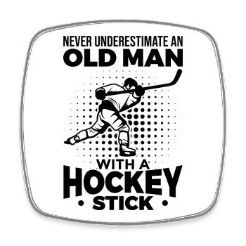 Alter Eishockey Fan - Viereckiger Kühlschrankmagnet - Weiß - Vorne
