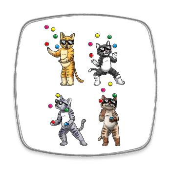 Juggling Sunglasses Cats Quartet - Square fridge magnet - white - Front