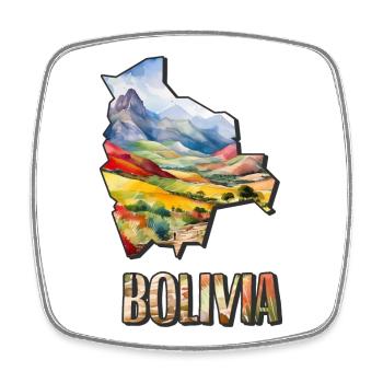 Watercolor Map Bolivia - Square fridge magnet - white - Front