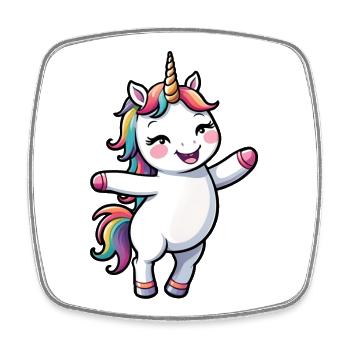 Kids Cute Cartoon Unicorn - Square fridge magnet - white - Front