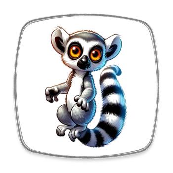 Lemur - Square fridge magnet - white - Front
