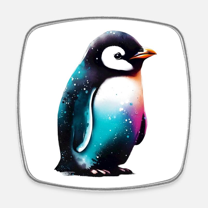 Pinguin - Viereckiger Kühlschrankmagnet - Weiß