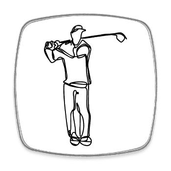 Dessin du golfeur - Magnet carré - blanc - Devant