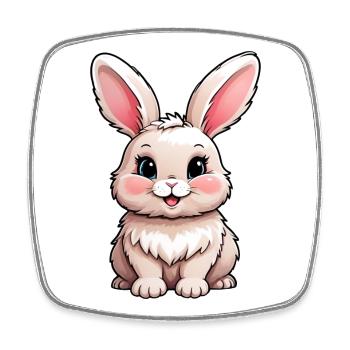 Cute Cartoon Kids Bunny Rabbit - Square fridge magnet - white - Front