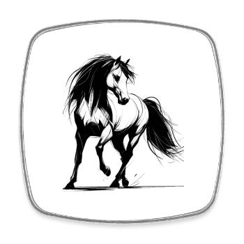 Majestic Black Stallion : grâce et puissance en mouvement - Magnet carré - blanc - Devant