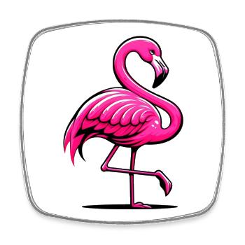 Flamingo - Square fridge magnet - white - Front
