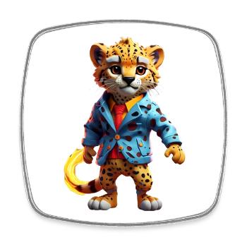 Cheetah Stilvolles Metropolitan Kindergeschenk - Viereckiger Kühlschrankmagnet - Weiß - Vorne