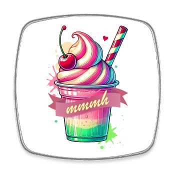 Seductive temptation: colorful milkshake - Square fridge magnet - white - Front