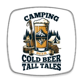 Camping : bière fraîche, contes de fées ! - Magnet carré - blanc - Devant