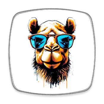 Camel avec lunettes de soleil - Magnet carré - blanc - Devant